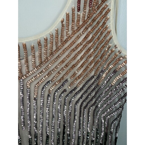 AS by DF Size Medium Sequined Mesh Sleeveless Champagne Color Women’s Dress - Picture 5 of 9